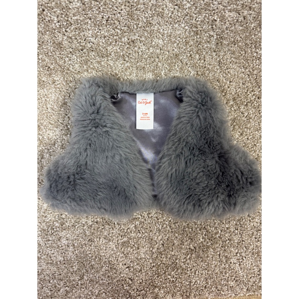 Cat & Jack Baby Grey Faux Fur Bolero Shrug Vest 3-6M